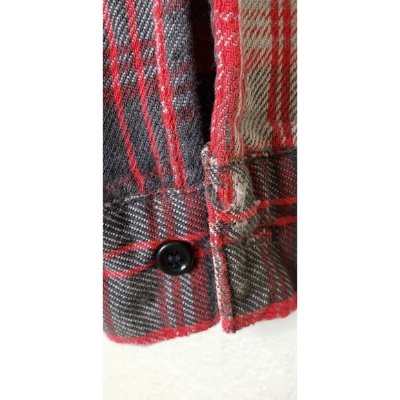 Five Brother Mens Shirt Large Red Gray Heavyweight Collared Button Down Pockets - Picture 4 of 6